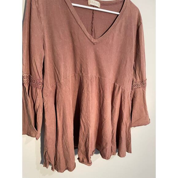 Altar’d State Brown V-Neck Bell Sleeve Top - Picture 4 of 8